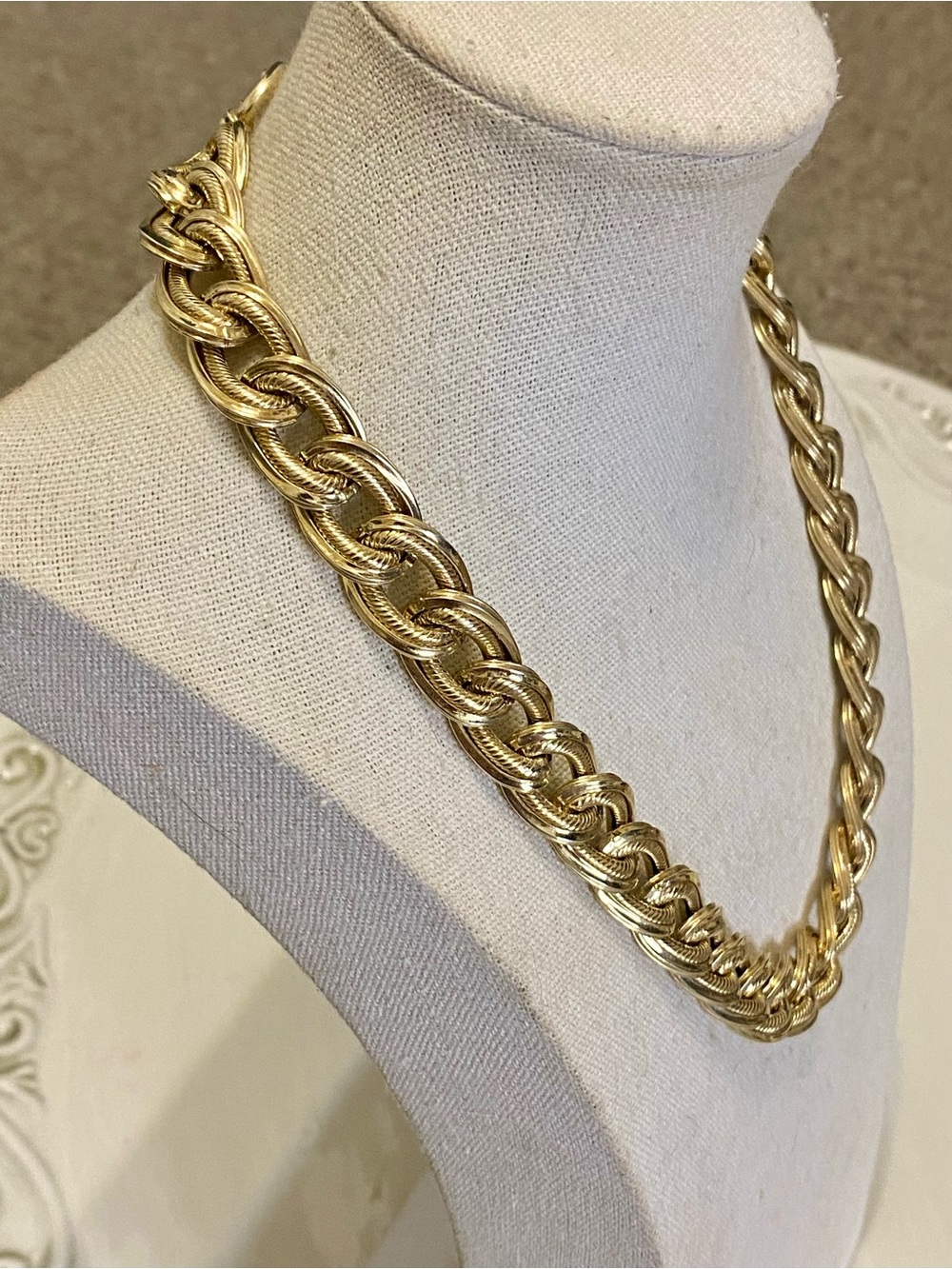 Sterling Silver Gold Wash Chunky Link Necklace 925 Turkey - Picture 3 of 12